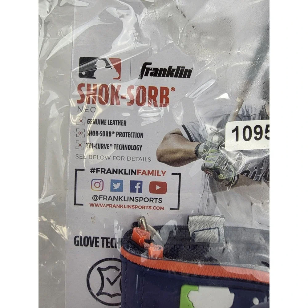 Franklin Shok-Sorb Neo Youth Baseball Batting Gloves RTLFT Size M Gray Navy Lime